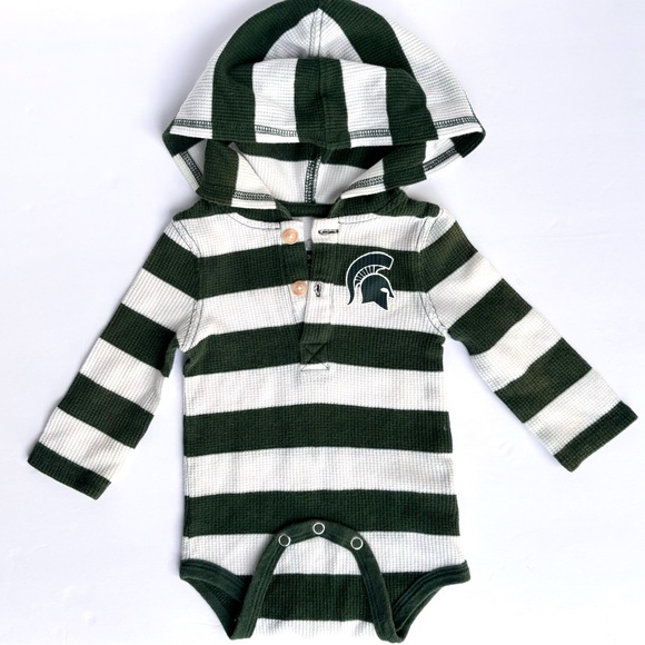 GEN2 Spartans Rugby Striped Long Sleeve Hooded Onesie Creeper Unisex One Piece - Picture 6 of 9